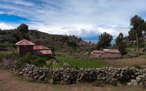 View of Taquile Island farmhouses