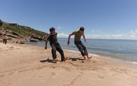 Kenny and Santos practicing their long jumps