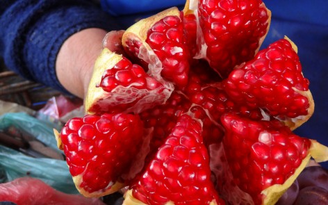 Close up photo of a pomegranate