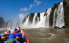 Jetboat approaching Iguazu Falls