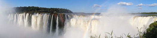 Panorama of the Garganta del Diablo with rainbow