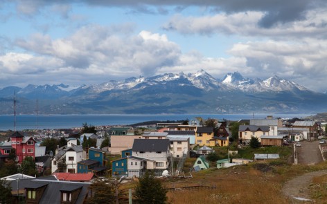 View of Ushuaia, Argentina town and harbor