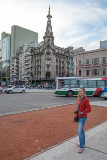 Girl on sidewalk in Buenos Aires, Argentina