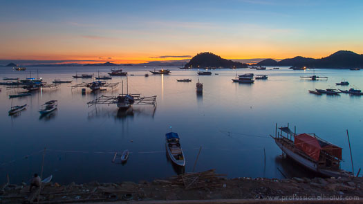 Sunset view of the Labuan Bajo, Flores harbor