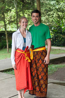 Kenny and Laura in sarongs at Tampaksiring temple