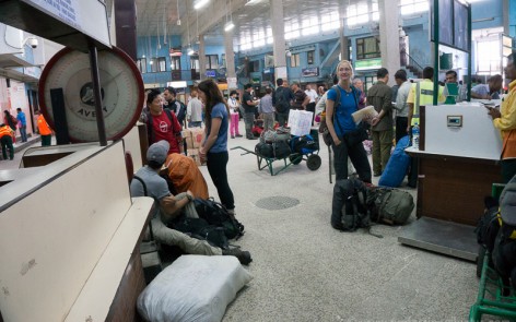 Waiting for check-in at the Kathmandu domestic airport