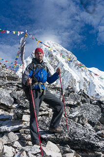 Kenny heading down from Kala Patthar, Pumo Ri in the background