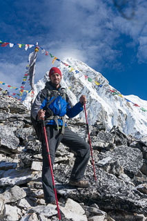 Kenny heading down from Kala Patthar, Pumo Ri in the background