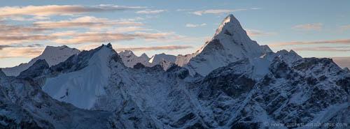 Dawn on the Himalayas facing toward Ama Dablam