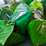Sticky rice wrapped in banana leaves