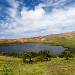 Volcanic crater lake of Rano Raraku